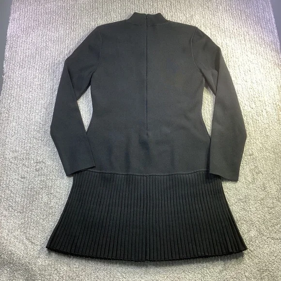 Michael Kors Womens Black Pleated Drop Waist Dress Mock Neck Size XL NWT - Picture 2 of 15